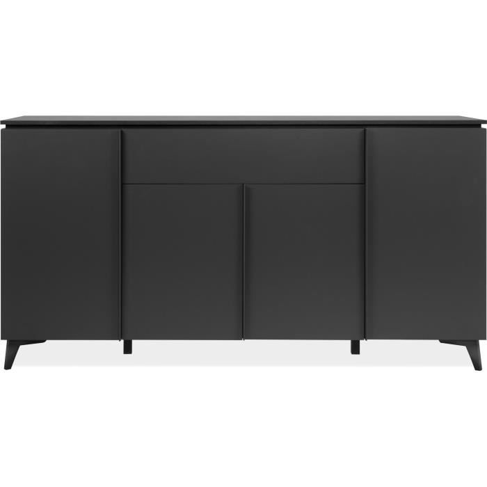 Bertrix 51A dressoir - Leisteen/antraciet decor - 4 deuren en planken - 1 centrale lade