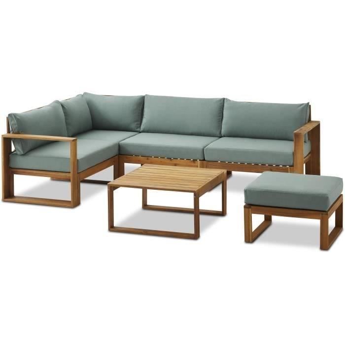 FSC Acacia houten tuinmeubelset - 5 personen - Levata - Groen-blauw