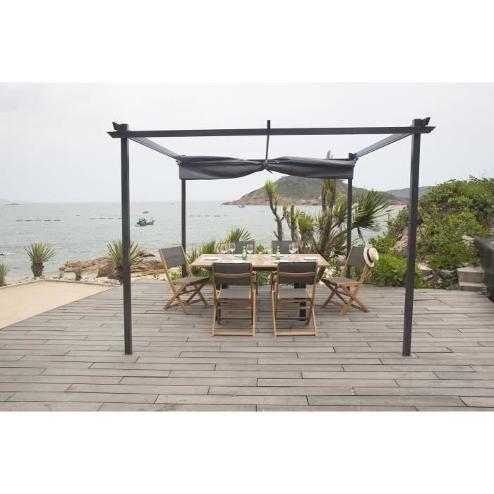 KIBA pergola met roldak - Grijs - 3 x 3 m
