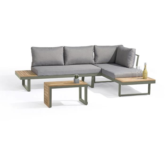 Modulair tuinmeubilair - Kaki - Acaciahout en aluminium - DCB GARDEN - 4 zitplaatsen - TOKYO