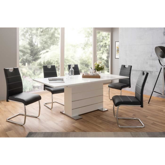 Uitbreidbare tafel 6-8 personen - rechthoekige deelpanelen - mantova - wit en aluminium - l 160-200 x d90 x h75 cm