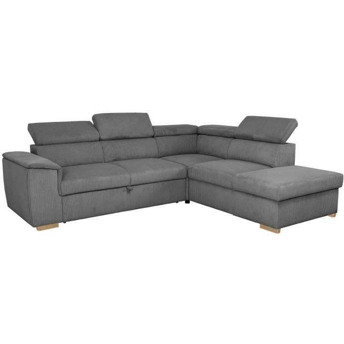 DAYTONA Omkeerbare hoekbank - 5 zitplaatsen - Stof Lincoln Antraciet - Opbergruimte - 260 x 216 x 94 cm