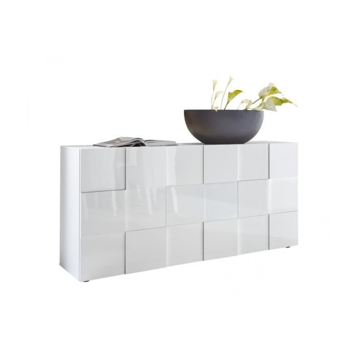Dressoir met 3 deuren - Wit glanzend gelakt - L181xP42xH84 cm - MILANO