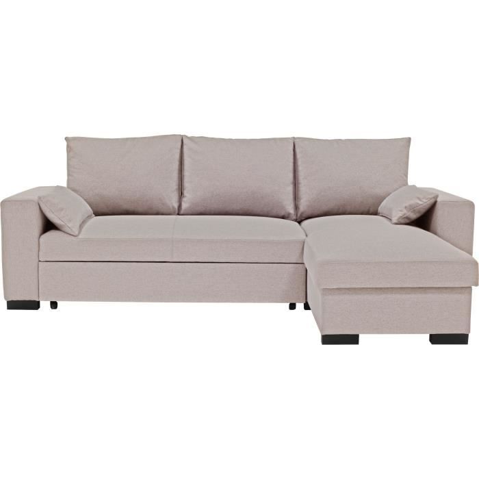MORGAN Converteerbare hoekbank - 3 plaatsen - Beige met ladekast en decoratieve kussens
