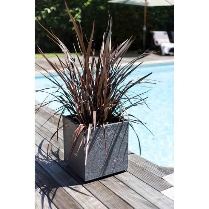 EDA PLASTIC Graphit Vierkant bloemblad - 57 L - 49,5 x 49,5 x 49,5 cm - houtskoolgrijs
