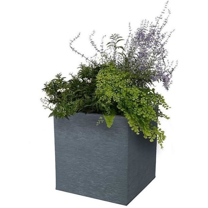 EDA PLASTIC Graphit Vierkant bloemblad - 57 L - 49,5 x 49,5 x 49,5 cm - houtskoolgrijs