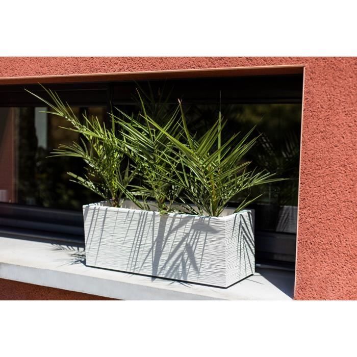 EDA PLASTIQUE Graphit Up Balkonbak - 25 L - 59 x 19,5 x 22,8 cm - Witte kalkverf