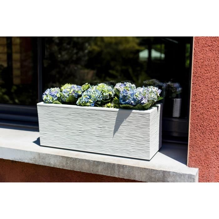 EDA PLASTIQUE Graphit Up Balkonbak - 25 L - 59 x 19,5 x 22,8 cm - Witte kalkverf