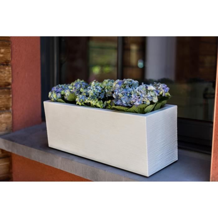 EDA PLASTIQUE Graphit Up Balkonbak - 25 L - 59 x 19,5 x 22,8 cm - Witte kalkverf