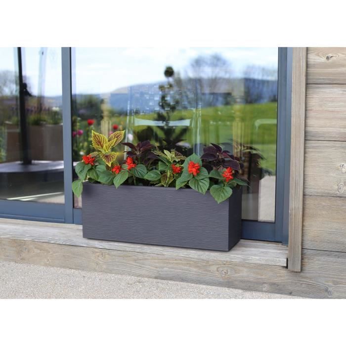 EDA PLASTIC Graphit Up Balkonbak - 25 L - 59 x 19,5 x 22,8 cm - Antraciet Grijs