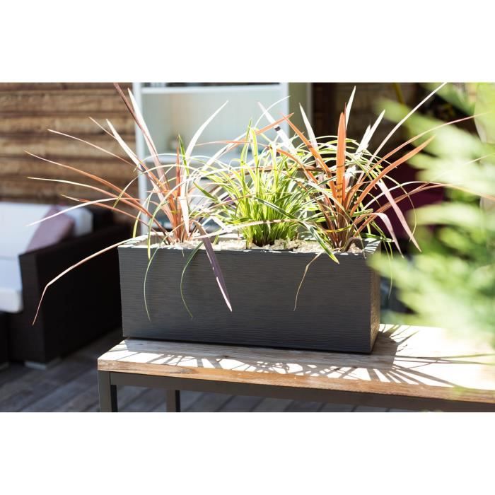 EDA PLASTIC Graphit Up Balkonbak - 25 L - 59 x 19,5 x 22,8 cm - Antraciet Grijs