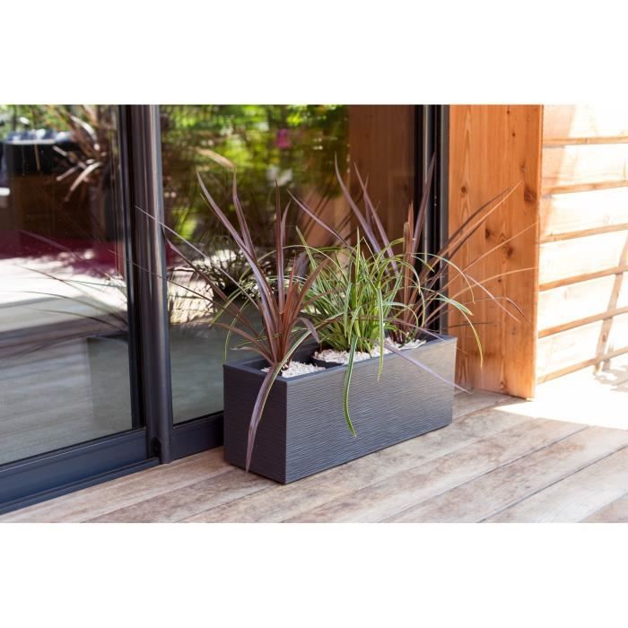 EDA PLASTIC Graphit Up Balkonbak - 25 L - 59 x 19,5 x 22,8 cm - Antraciet Grijs
