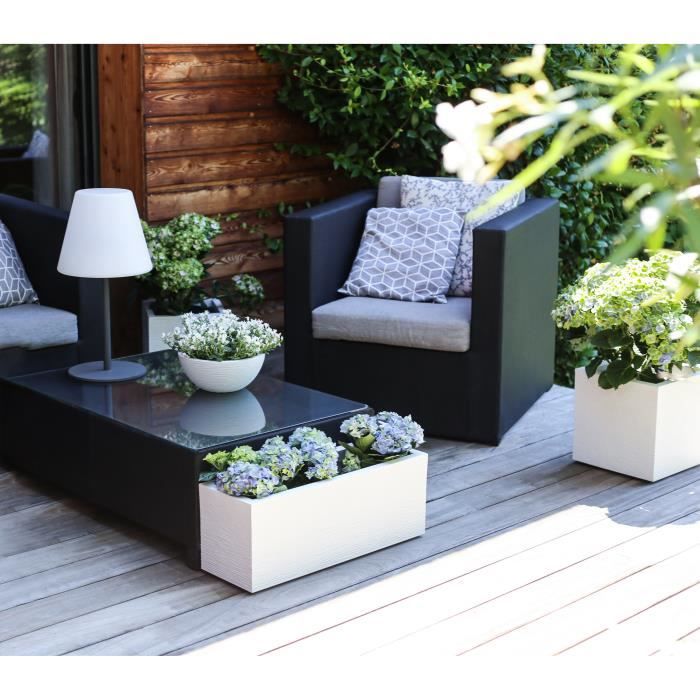 PLASTIC EDA bloempot Graphit Up - 57 L - Afmetingen 79,5 x 29,5 x 29,5 cm - Witte ceruse