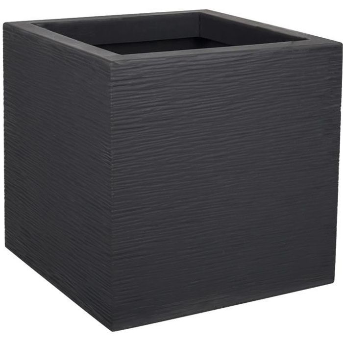PLASTIC EDA Graphit Up vierkante bloembak - 21 L - 29,5 x 29,5 x 29,5 cm - houtskoolgrijs