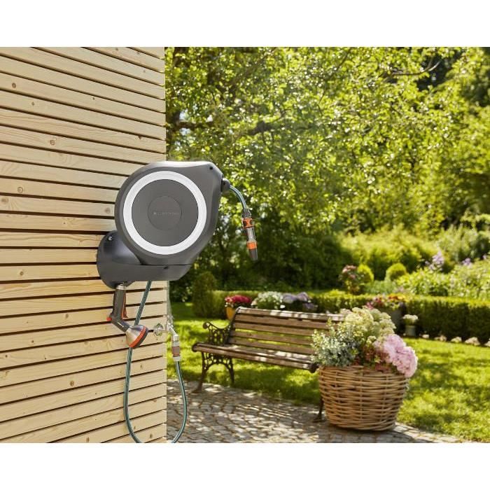 GARDENA Automatische muurhaspel RollUp M 20 m met witte rand