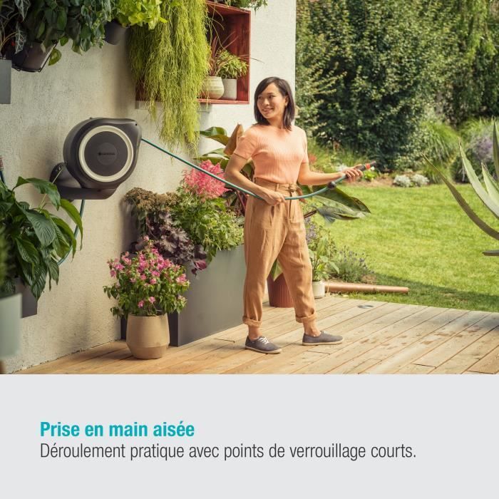 GARDENA Automatische muurhaspel RollUp M 20 m met witte rand