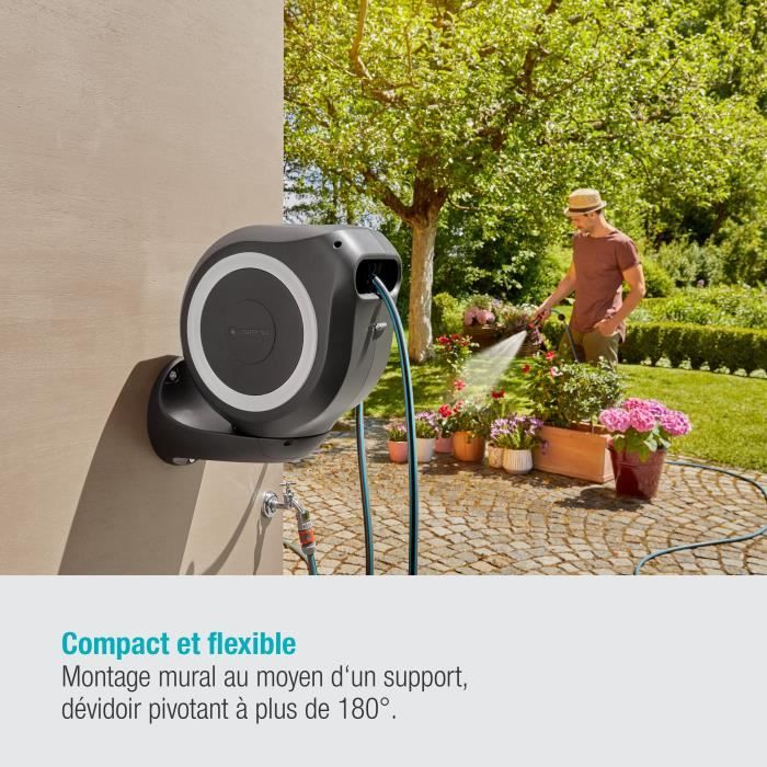 GARDENA Automatische muurhaspel RollUp M 20 m met witte rand