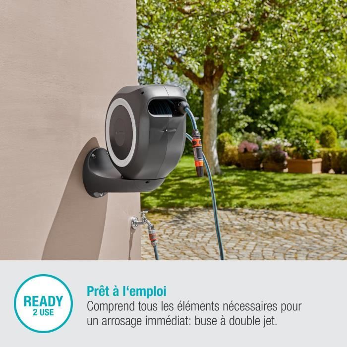 GARDENA Automatische muurhaspel RollUp M 20 m met witte rand