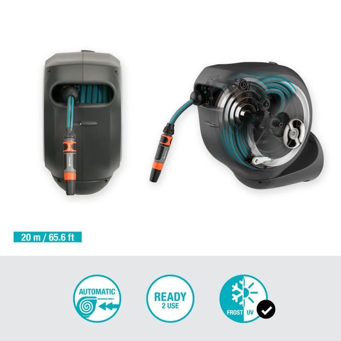 GARDENA Automatische muurhaspel RollUp M 20 m met witte rand