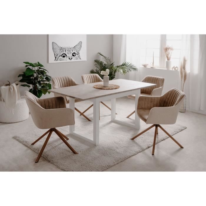 Houston uitschuifbare eettafel - 160-200 x 75 x 90 cm - Blad met travertijneffect - 1 verlengstuk inbegrepen - 10 personen
