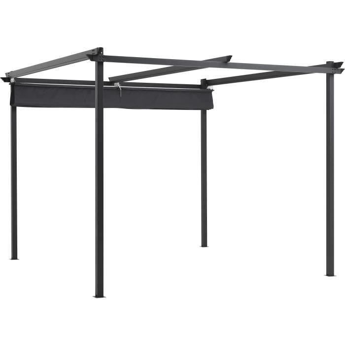 KIBA pergola met roldak - Grijs - 3 x 3 m