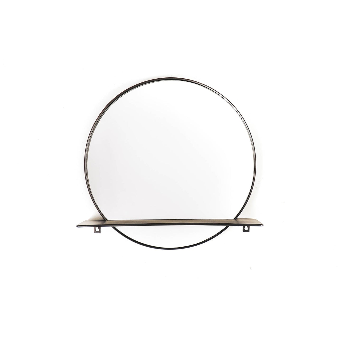 HV Ronde Metalen Spiegel met Plank - Zwart - Ø40cm