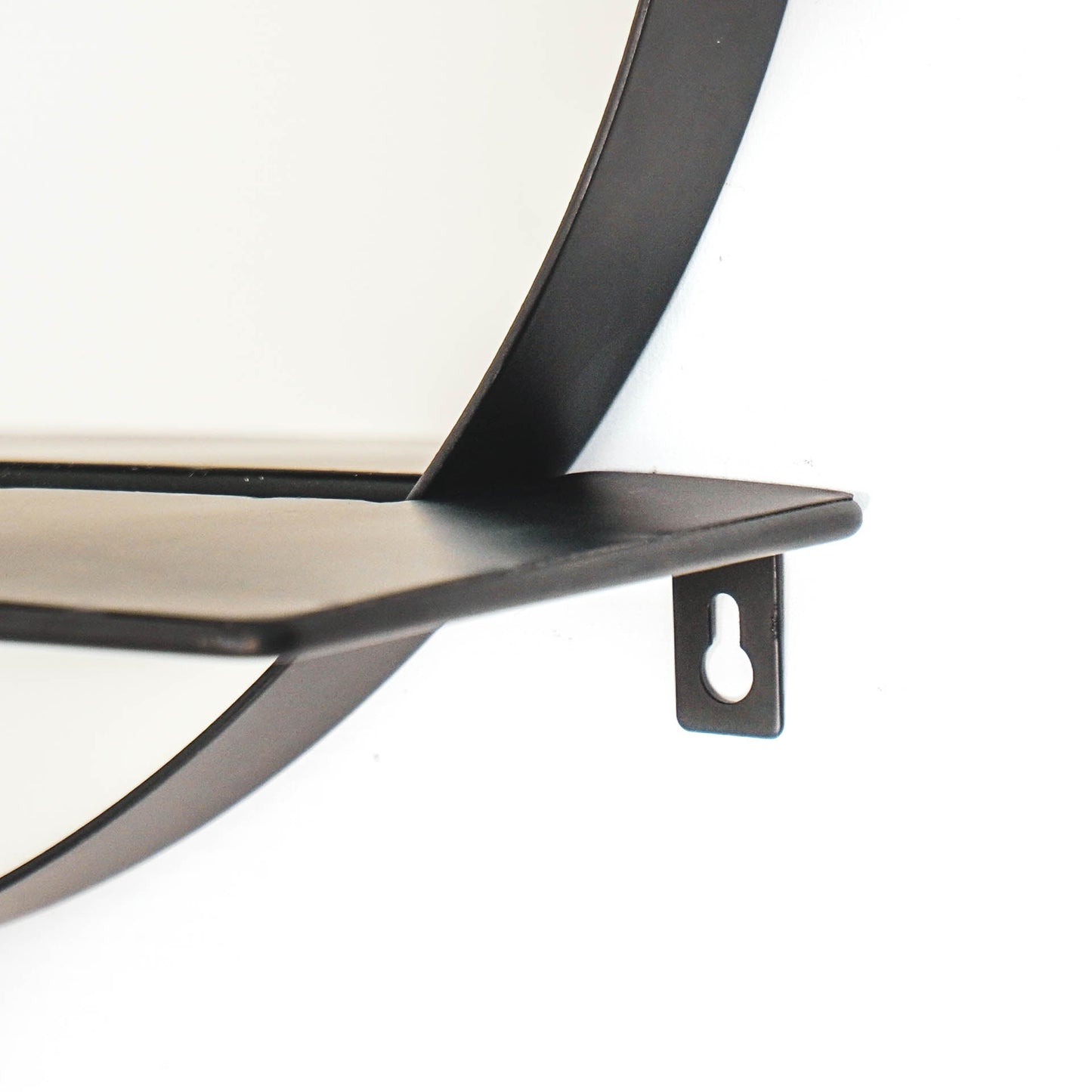 HV Ronde Metalen Spiegel met Plank - Zwart - Ø40cm