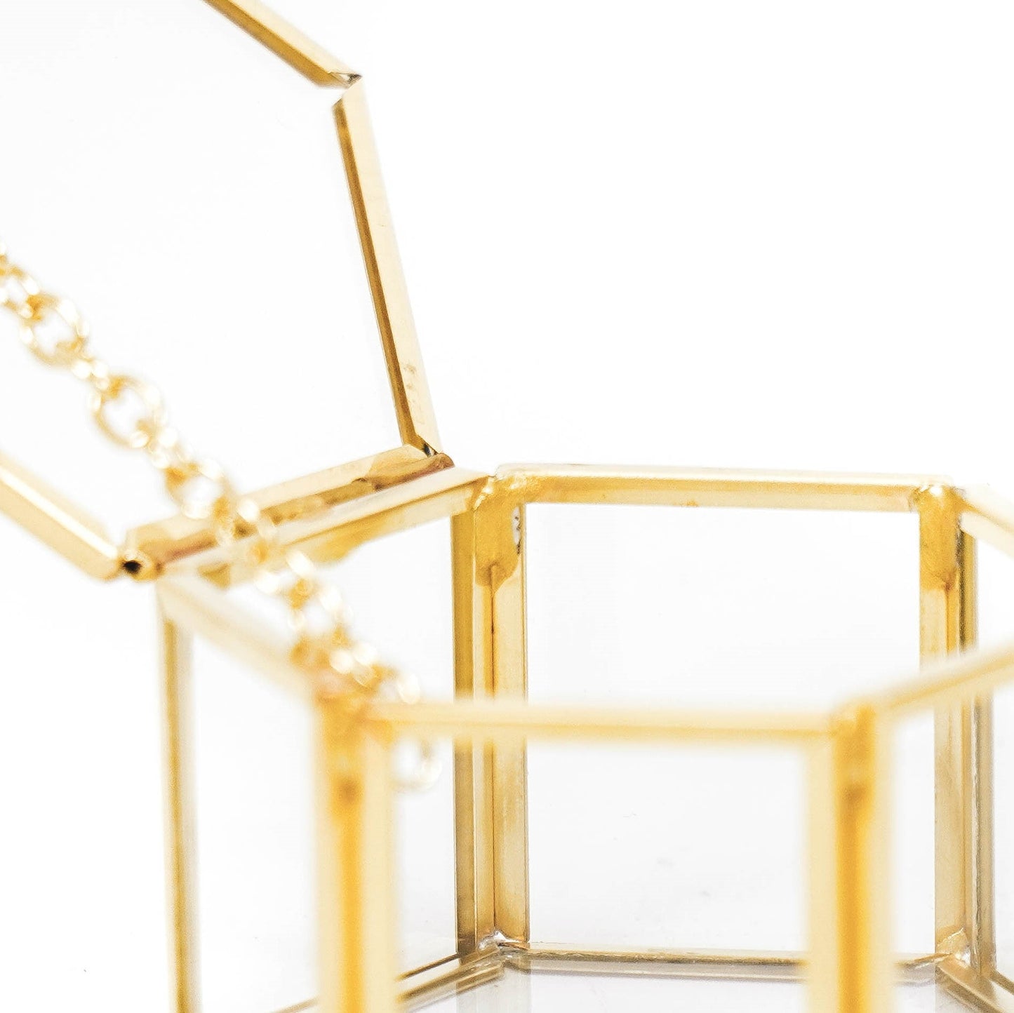 Opbergdoos - Zeshoek - Metaal/Glas - Goud - 6x5,5x3,5cm