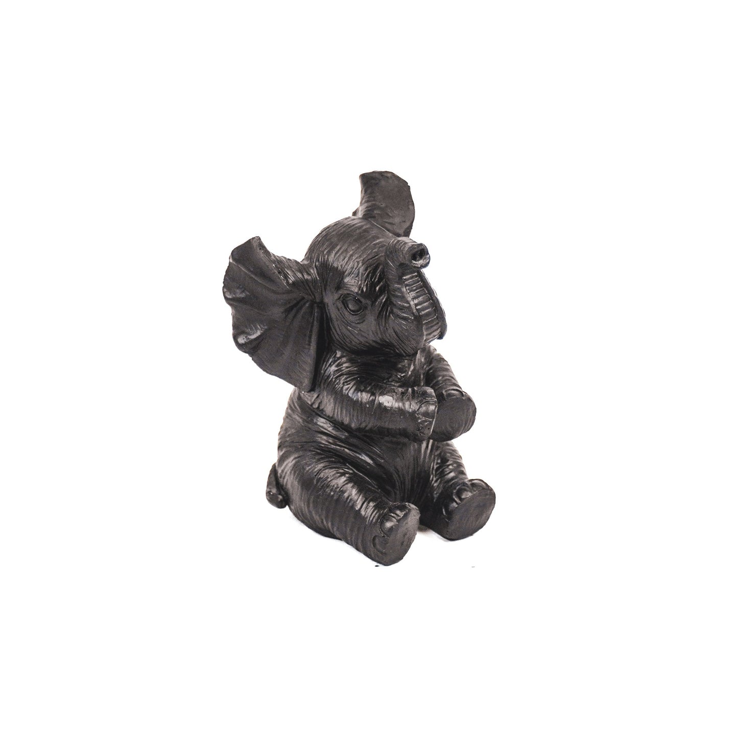 Ornament - Olifant - Polyresin - Zwart - 7x7x11cm