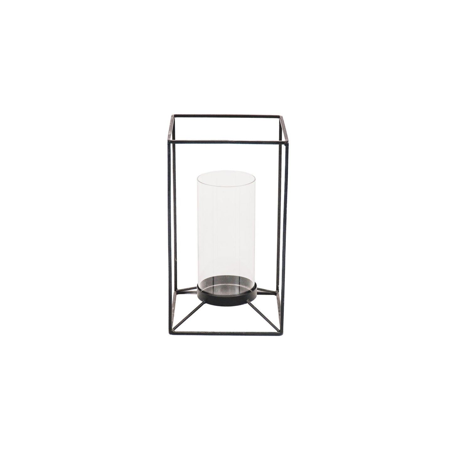Lantaarn - Metaal/Glas - Zwart - 14,5x14,5x25cm