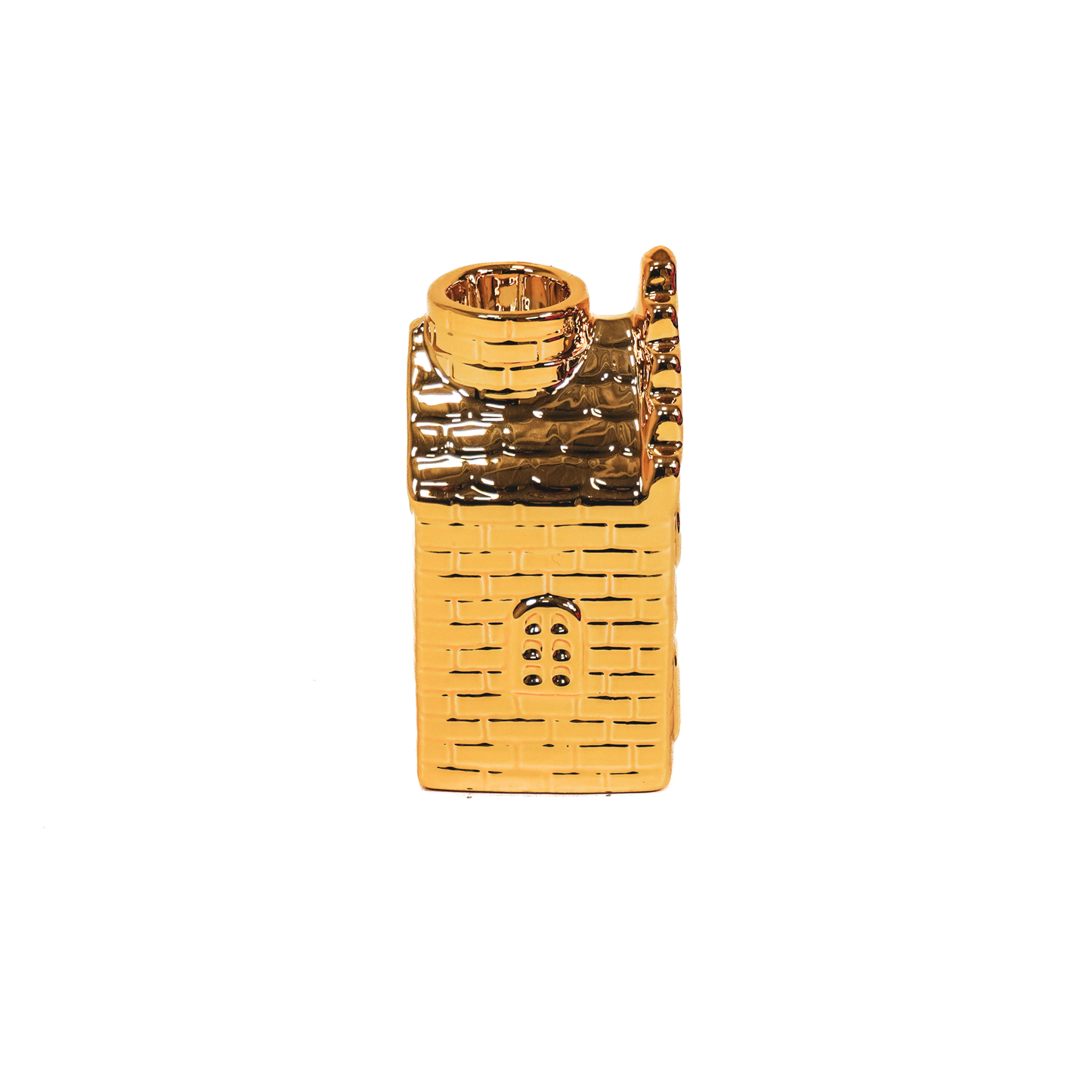 Kaarsenhouder - Huis - Keramiek - Goud - 6x6x11cm