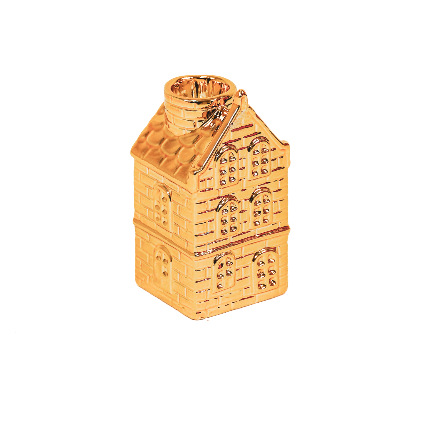Kaarsenhouder - Huis - Keramiek - Goud - 6x5,5x11cm