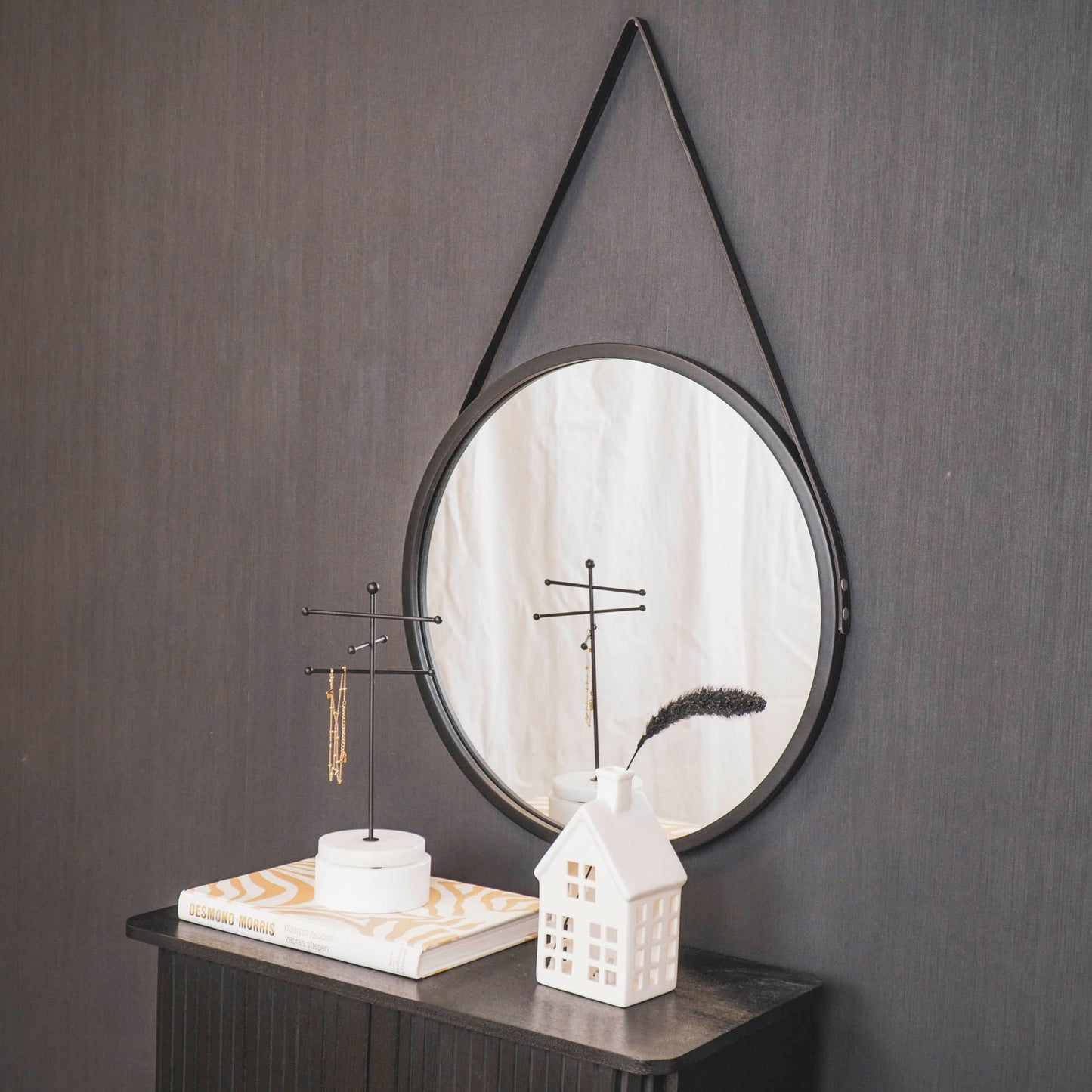 Spiegel - Rond - Metaal - Zwart - 50x2,5x50cm