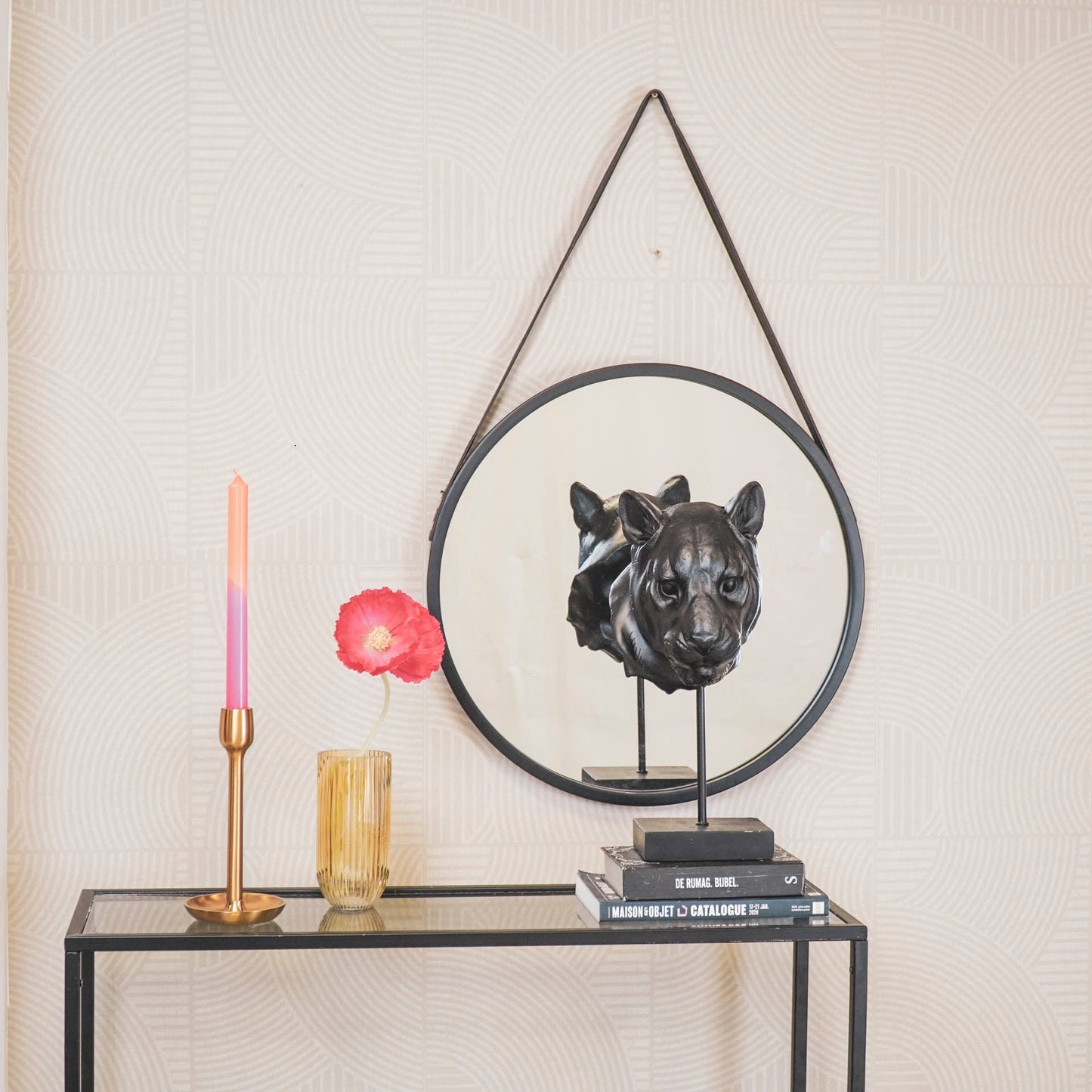 Spiegel - Rond - Metaal - Zwart - 50x2,5x50cm