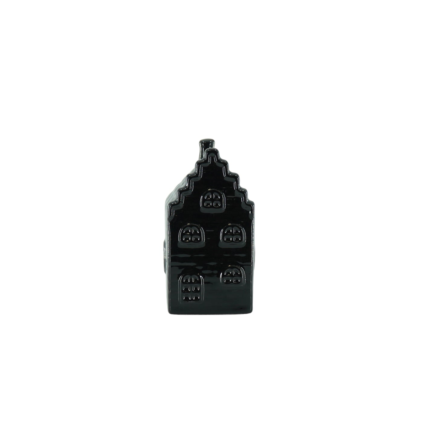 Ornament- Spaarpot - Huis - Keramiek - Zwart - 7x7x13cm