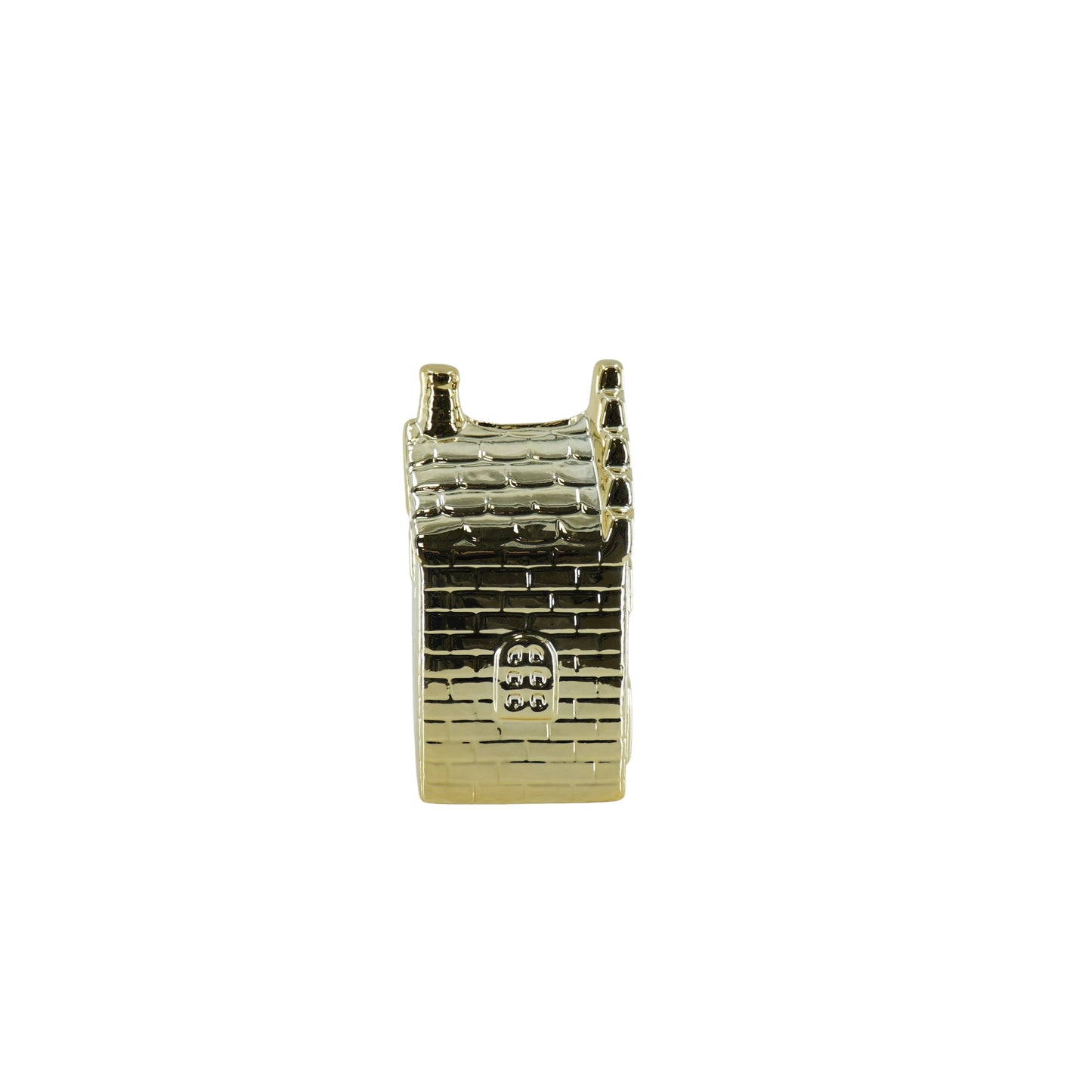 Ornament- Spaarpot - Huis - Keramiek - Goud - 7x7x13cm