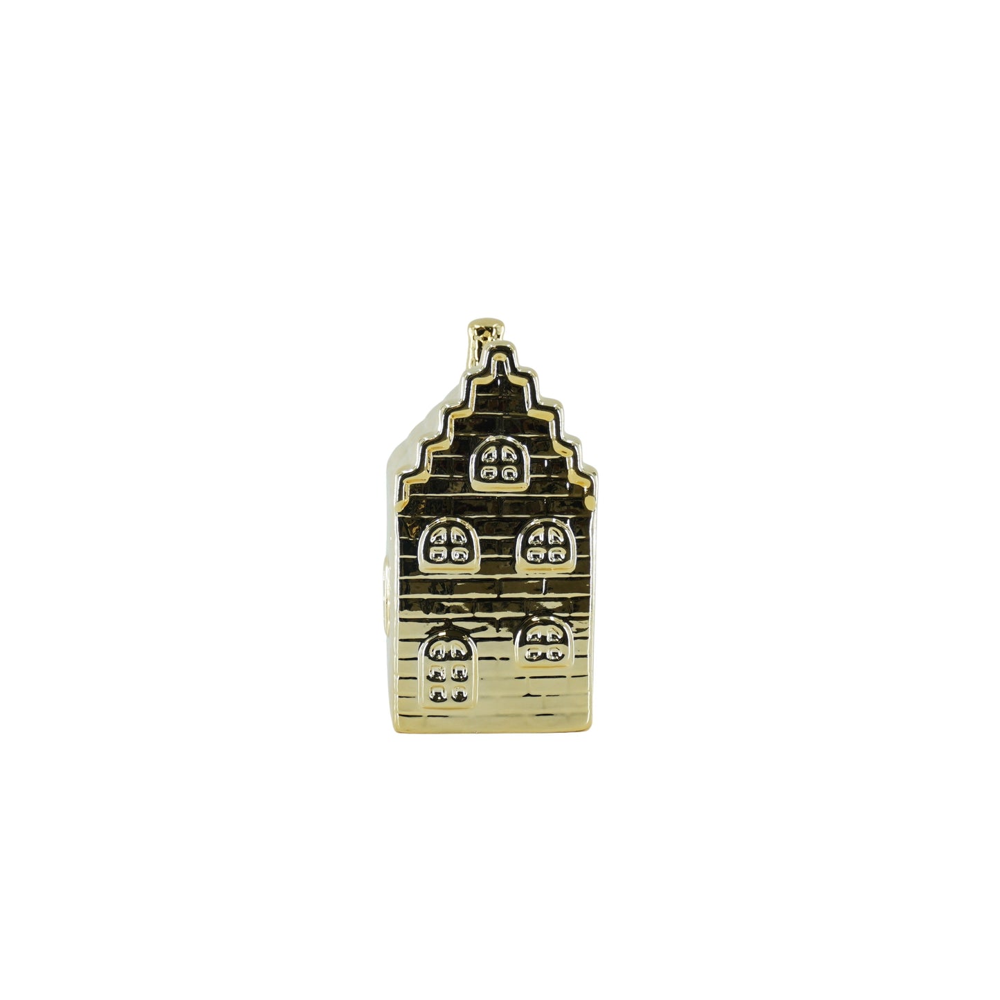 Ornament- Spaarpot - Huis - Keramiek - Goud - 7x7x13cm