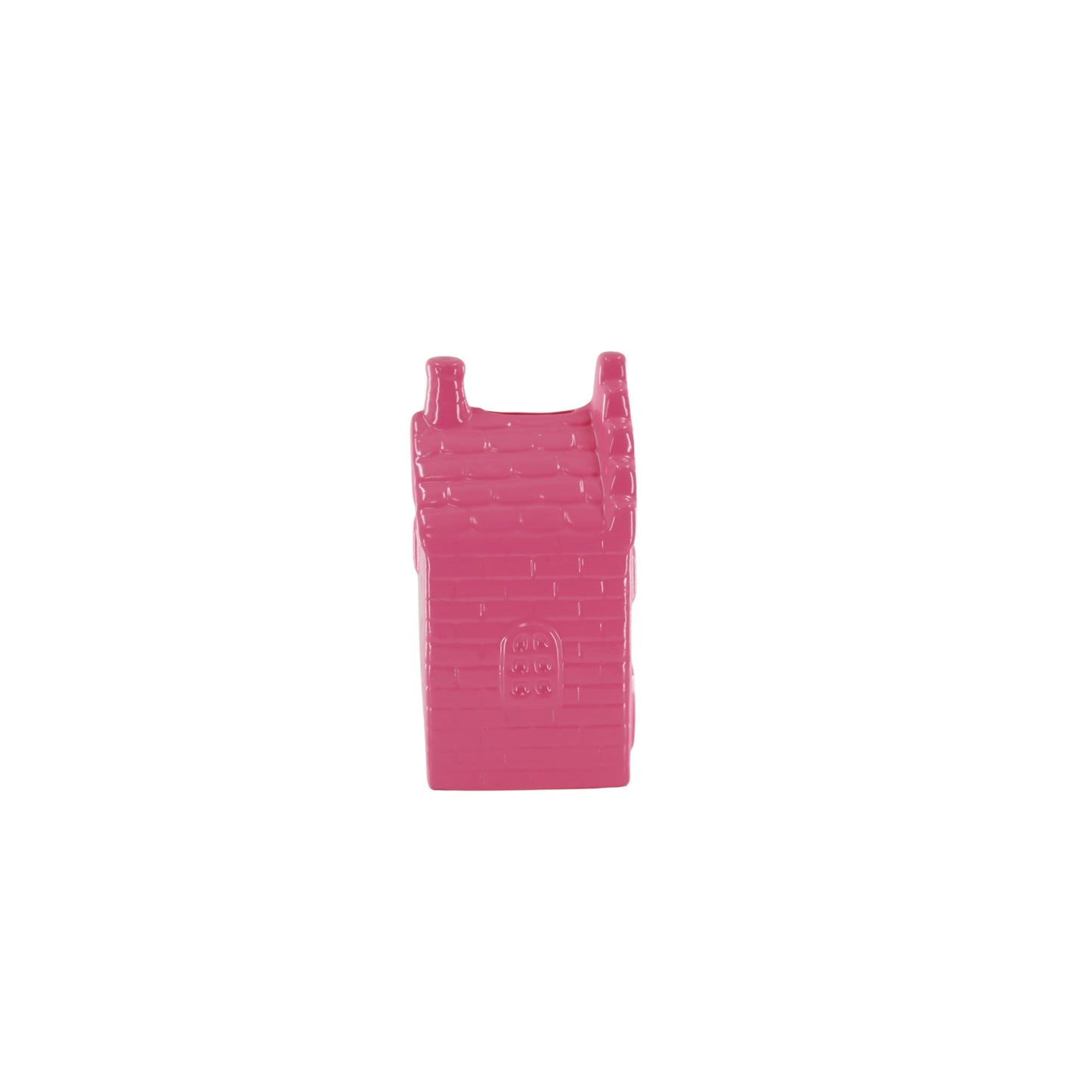 Ornament- Spaarpot - Huis - Keramiek- Neonroze - 7x7x13cm