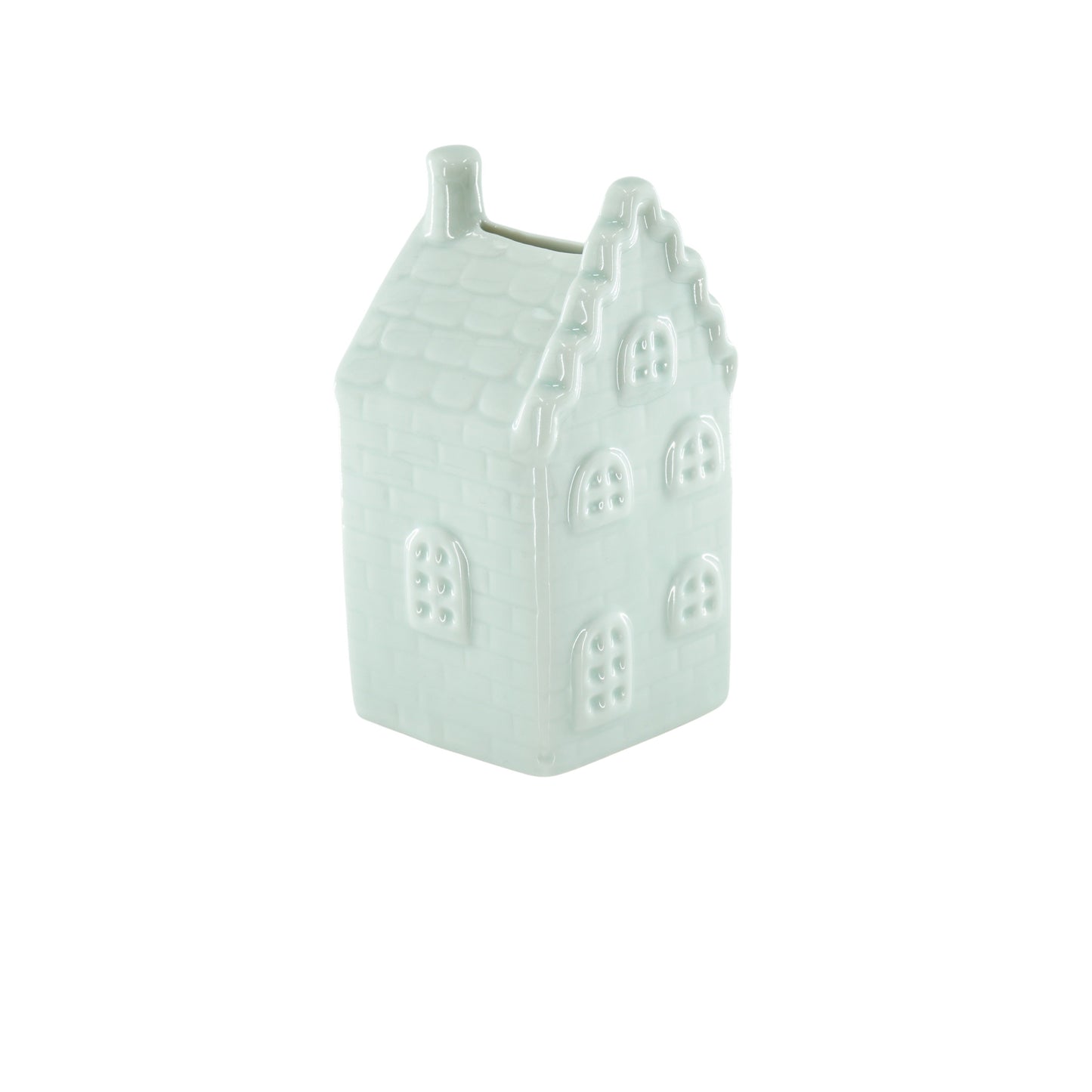 Ornament- Spaarpot - Huis - Keramiek - Mintgroen - 7x7x13cm
