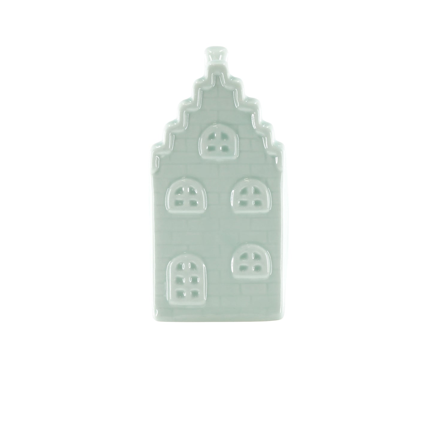 Ornament- Spaarpot - Huis - Keramiek - Mintgroen - 7x7x13cm