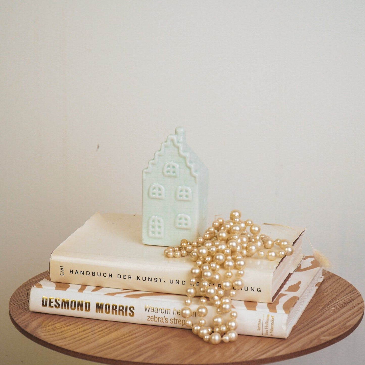 Ornament- Spaarpot - Huis - Keramiek - Mintgroen - 7x7x13cm