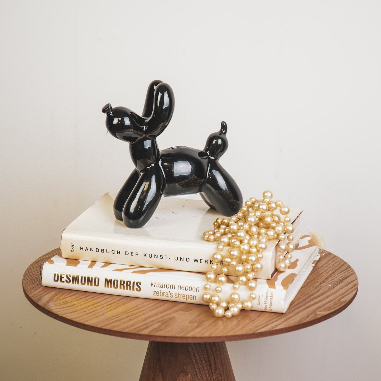 Ornament- Spaarpot Ballonhond- Keramiek- Zwart- 17x7x17cm