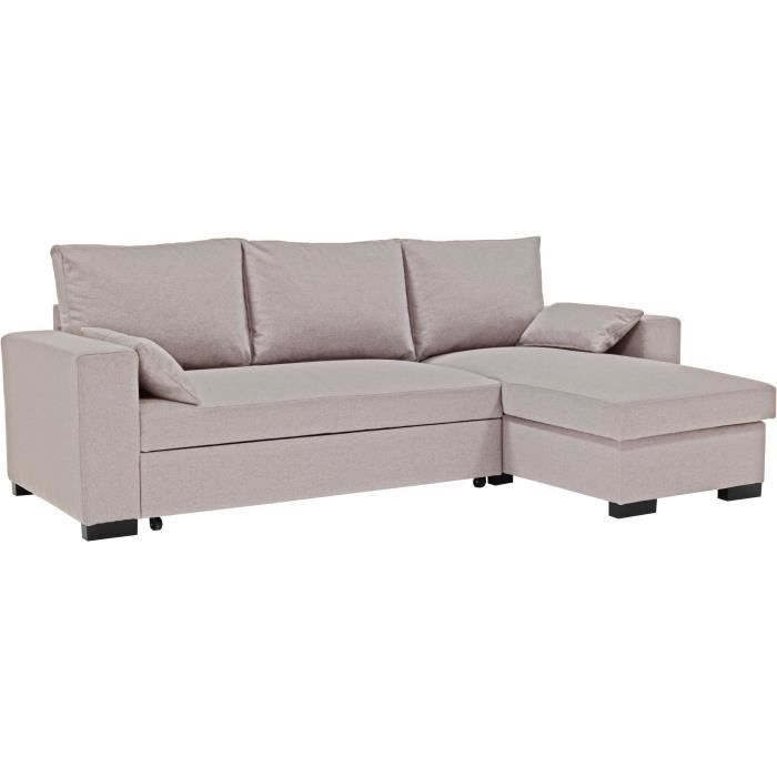 MORGAN Converteerbare hoekbank - 3 plaatsen - Beige met ladekast en decoratieve kussens