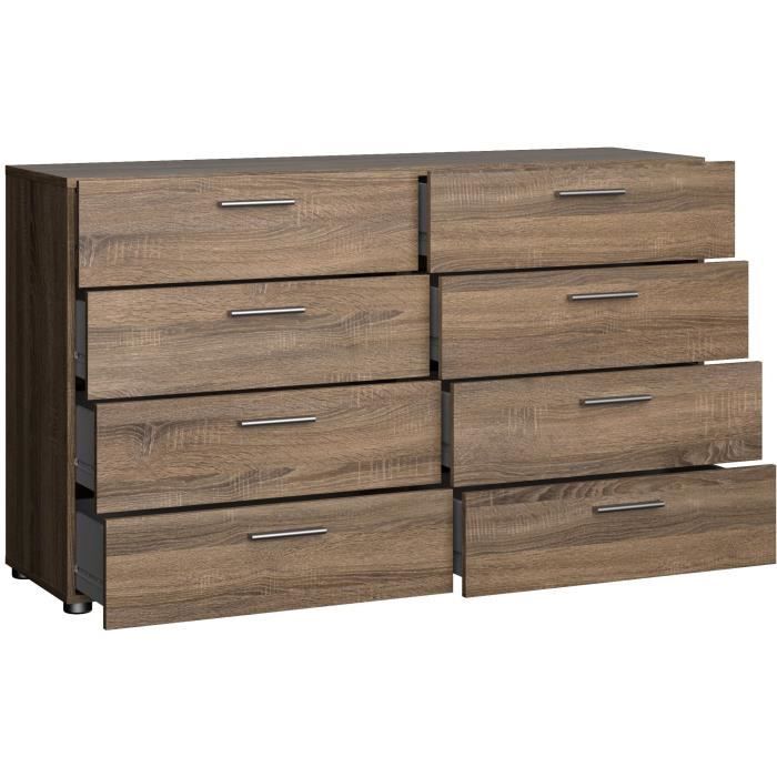 TYHJA ladekast met 8 lades - Chene Truffel - B 140 x D 40 x H 82 cm