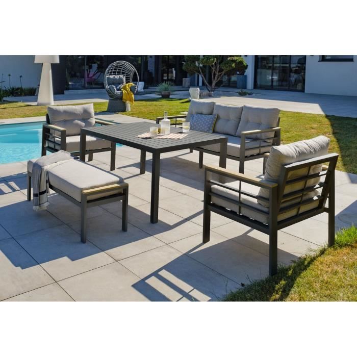 Tuinmeubelen - Antracietgrijs - Aluminium - 7 zit plaatsen - CAYENNE - DCB GARDEN
