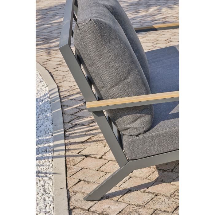 Lage tuinmeubelen - Aluminium - DCB GARDEN - 5 plaatsen - Antracietgrijs en polywood - KOMMOS