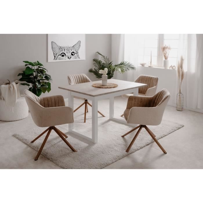 Houston uitschuifbare eettafel - 160-200 x 75 x 90 cm - Blad met travertijneffect - 1 verlengstuk inbegrepen - 10 personen