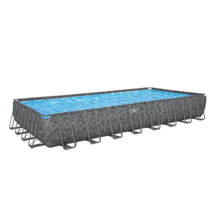 BESTWAY bovengrondse buisvormige zwembadset - APX 365 - 956 x 488 x 132 cm - Rechthoekig (zandfilter, 500g polysphere, ladder, afdekking)