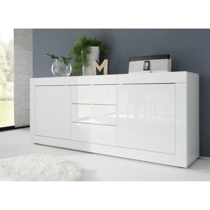 Basico buffet 2 deuren 3 wit gelakte laden - L210XP42XH85.8 cm