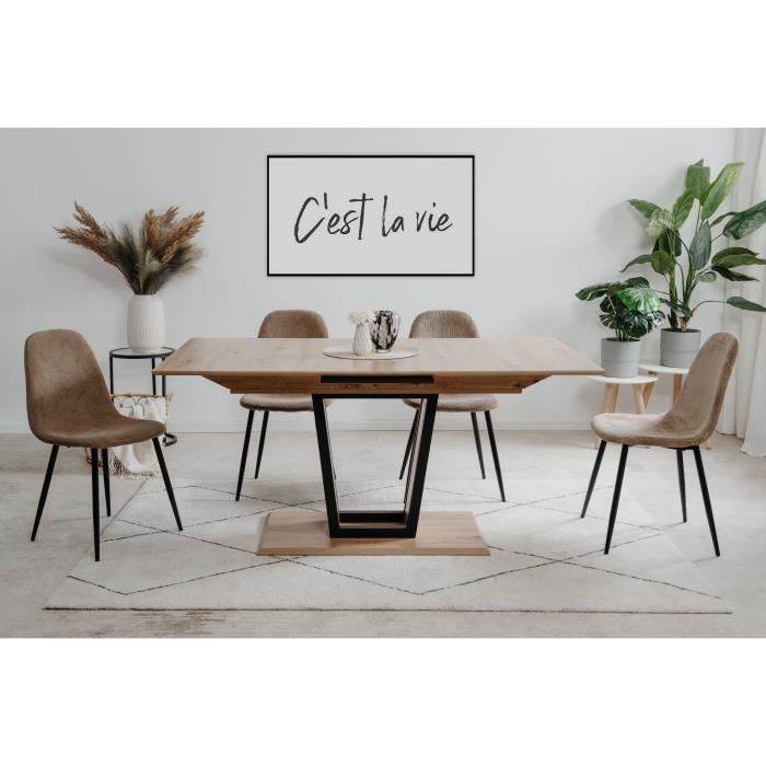 Uitschuifbare tafel - SORIA - Rechthoekig - 10 personen - 160/200 x 76 x 90 cm - Zwart / Artisan eiken